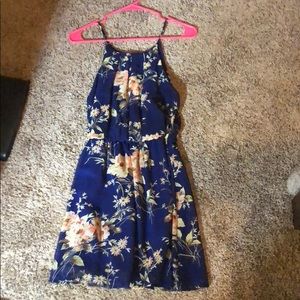 Navy blue floral mini dress